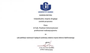 Nagroda Rektora dla Pawła Antonowicza